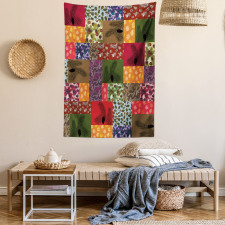 Colorful Pine Squares Art Tapestry