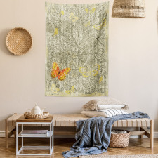 Botanical Leafy Butterfly Tapestry