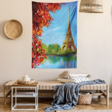 Autumn Eiffel Tower Painting Tapestry