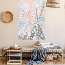 Eiffel Tower on Union Jack Tapestry