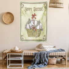 Vintage Ribbon Basket Eggs Tapestry