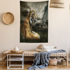 Jungle African Cat Clouds Tapestry