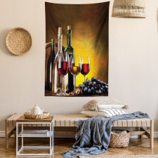 Grapes Bottles and Glasses Tapestry