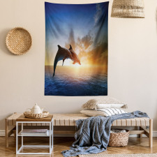 Couple of Dolphins Jump on Sea Tapestry