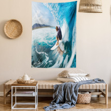 Coastal Surfing on Waves Tapestry