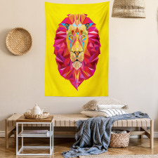 Geometric Lion Face Tapestry