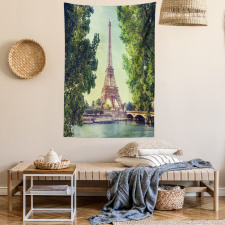 Eiffel Tower Seine River Tapestry