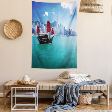 Hong Kong Harbour Boat Tapestry