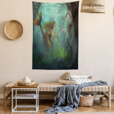 Mermaid with Seahorse Tapestry