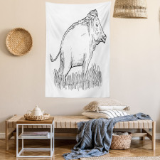 Outline Sketch Wild Boar Tapestry