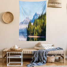 Forest with Misty Mountains Tapestry