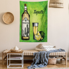 Bottle Shot Glass and Lime Tapestry