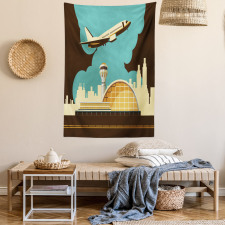 Airfield Plane and City Tapestry