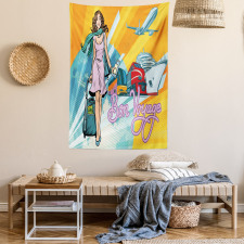 Retro Passenger Woman Art Tapestry