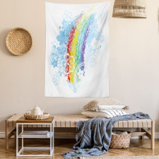 Grungy Colorful Flowers Tapestry