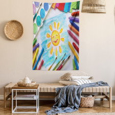 Child's Happy Sun Painting Tapestry