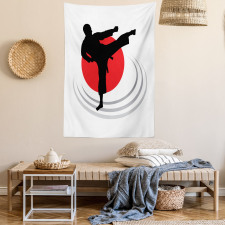 Man Karate Kick Silhouette Tapestry