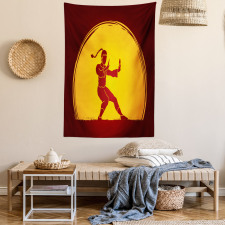 Bicolour Karate Pose Moon Tapestry