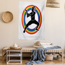 Karate on Rainbow Circle Tapestry