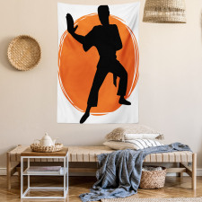 Karate Pose Man in Uniforms Tapestry