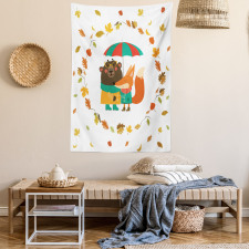 Autumn Fox and Bear Tapestry