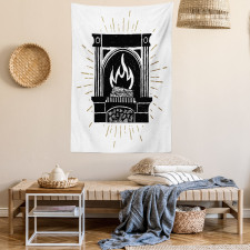 Vintage Log Fire Image Tapestry