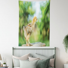 Little Baby Chicken on Log Tapestry