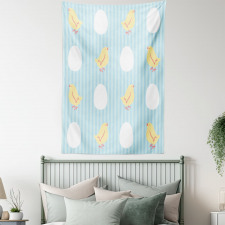 Baby Animal and Eggs Stripes Tapestry