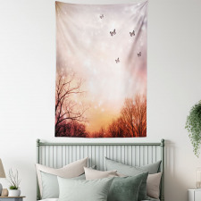 Butterflies Trees Sky Tapestry