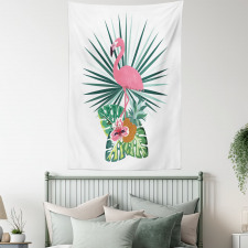 Pineapple Flamingo Botany Tapestry