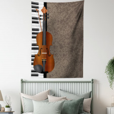 Piano and Violin Grunge Art Tapestry