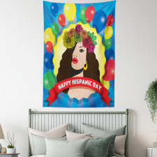 Pop Art Girl and Balloons Tapestry