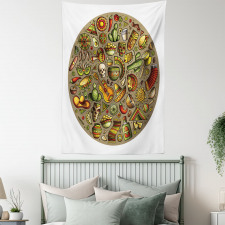 Colorful Doodles in Square Tapestry