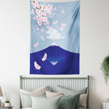 Mountain and Cherry Blossoms Tapestry