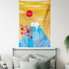 High Cliff Silhouette Flowers Tapestry