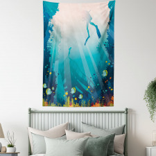 Underwater Elements Diver Tapestry