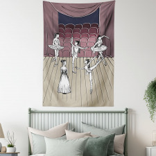 Ballerinas Stage Sketch Tapestry