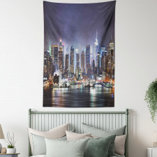 Manhattan Skyline at Night Tapestry