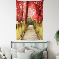 Autumn Farmhouse Woods Park Tapestry