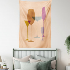 Wine Glasses Silhouette Art Tapestry