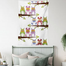 Birds on Tree Branches Tapestry