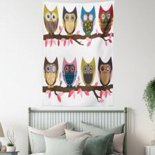 Birds Retro Art Style Tapestry