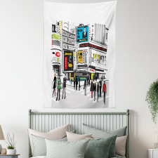 Pedestrians and Busy City Tapestry