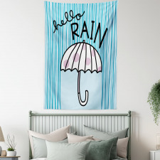 Hello Rain Wording Umbrella Tapestry