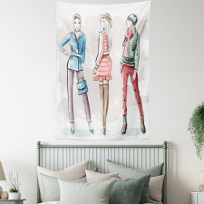 Young Women Clothes Sketch Tapestry