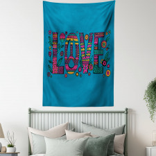 Love Wording in Hip Style Tapestry