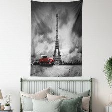 French Car Dark Clouds Tapestry