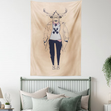 Modern Pastel Deer Animal Tapestry