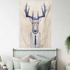 Humanized Manly Deer Art Tapestry