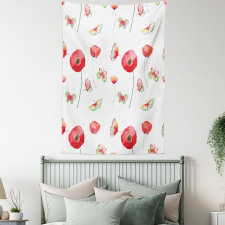 Poppy Butterfly Romance Tapestry
